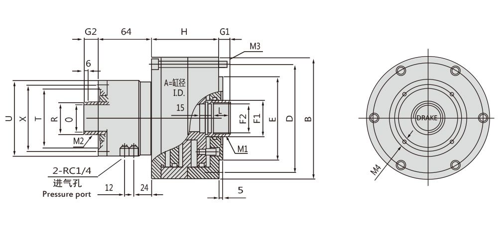 RQ-B Double Piston Hollow Rotary Pressure Cylinder